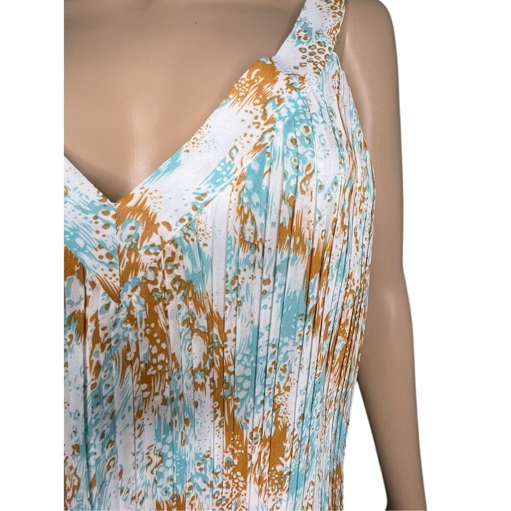Entro V-Neck Boho Abstract Patterned Ruffled Loose Fit Tank Top - Picture 2 of 5